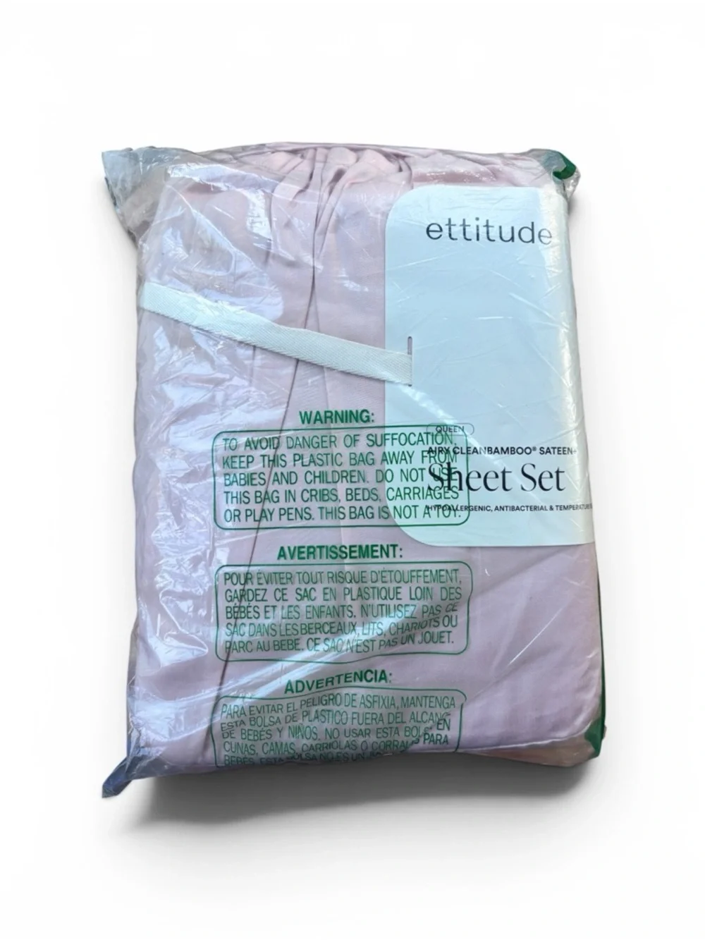 Ettitude Luxe Bamboo Sateen+ Sheet Set Queen Quartz New